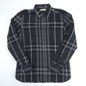 Burberry London Treyforth Charcoal Grey Beat Nova Check Shirt Mens XL